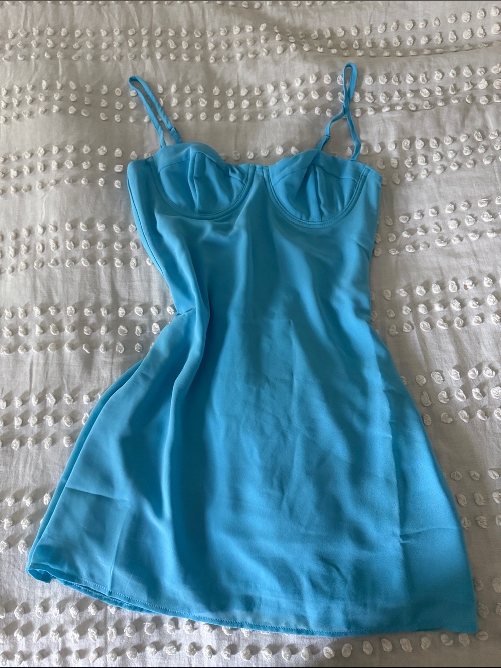 Edikted Aqua Blue Dress with Built-In Bust Cups